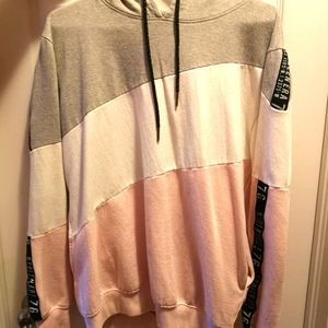 Men's Grey, white and pink hoodie